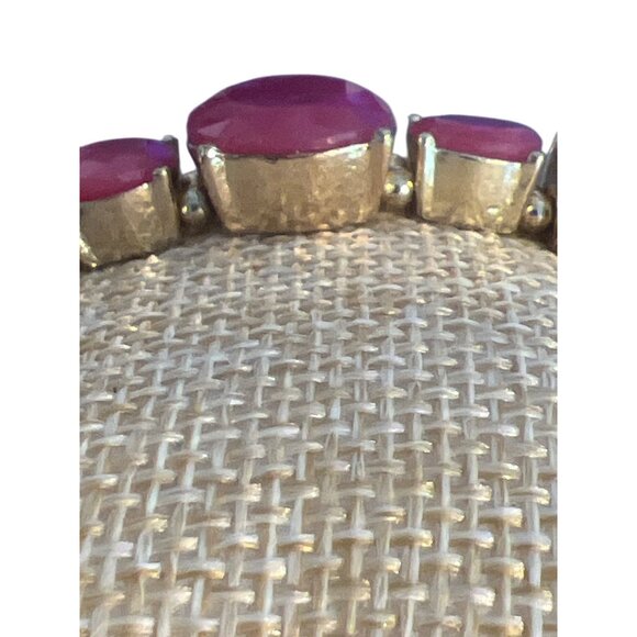 Vintage Natasha Stretch Bracelet Gold Tone Wine Pink Acrylic Rhinestones Estate - Picture 3 of 5